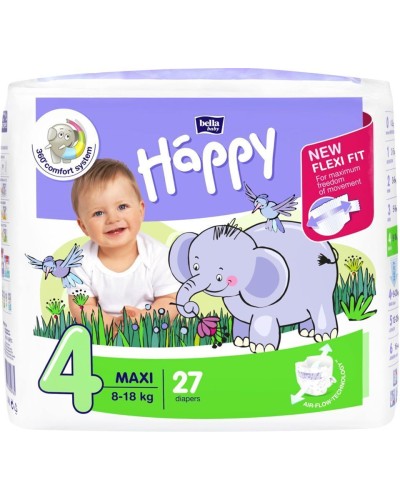 PANNOLINI HAPPY Maxi taglia 4 (8-18 kg) 27 pezzi